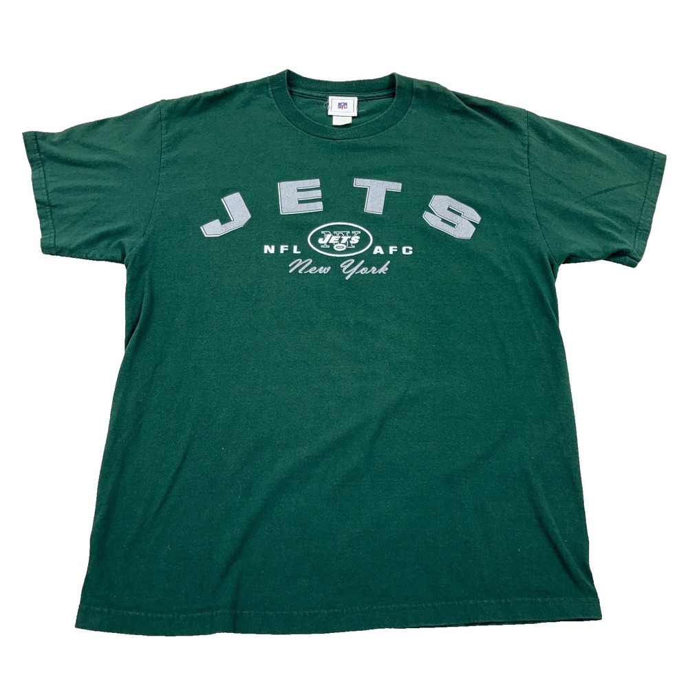 Vintage Y2K New York Jets Shirt Men Large Green Spellout‎ Logo Adult 2000s NFL *